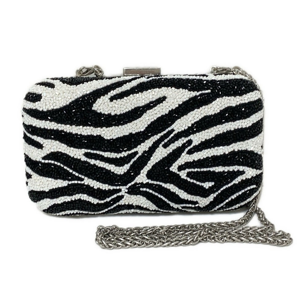 Alice + Olivia Zebra Pattern Beaded Clutch